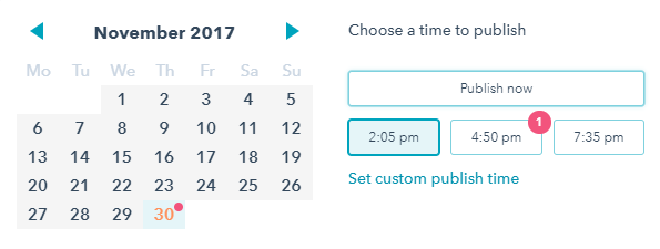 social media publishing in Hubspot - Schedule post times