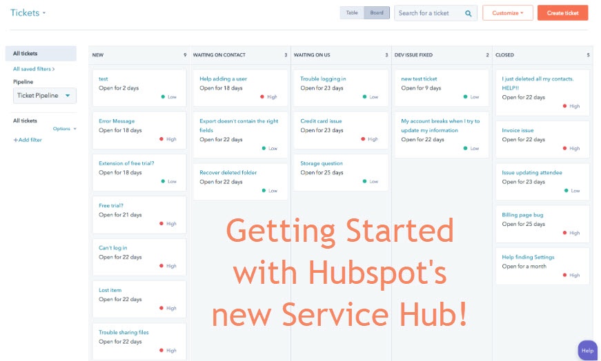 Hubspot's Service Hub tickets