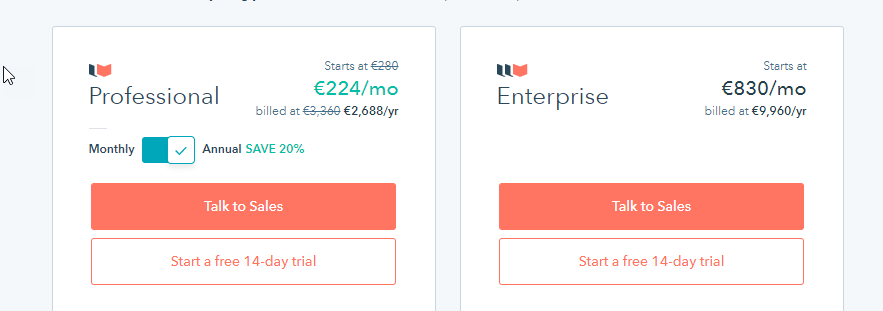 Hubspot Service Hub costs in May 2020 - source: Hubspot.com